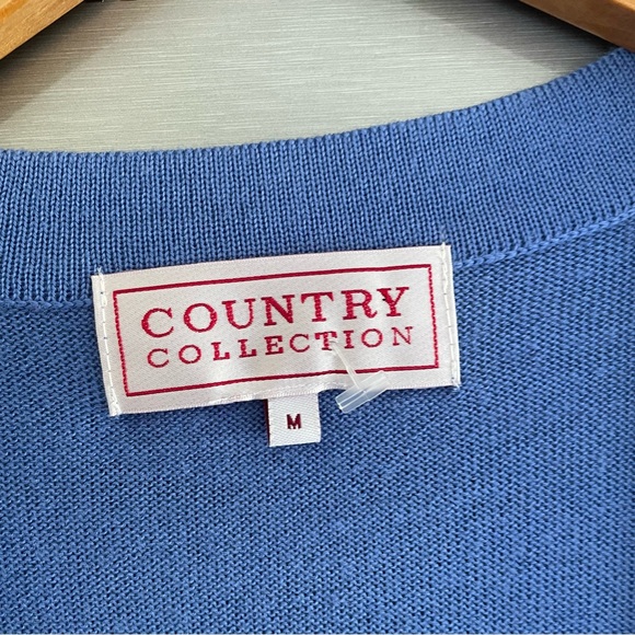 COUNTRY COLLECTION Size M Granny Style Blue Sleeveless Jumper Tank Top - Picture 2 of 4